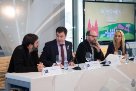 O alcalde de Santiago de Compostela, Martiño Noriega; o conselleiro de Cultura e Educación, Román Rodríguez;  a directora xerente da Fundación Cidade da Cultura de Galicia, Beatriz González Loroño; e Francisco Viéitez, de Nordesía Producións participaron esta mañá na presentación do avance da programación do vindeiro Womex 16 